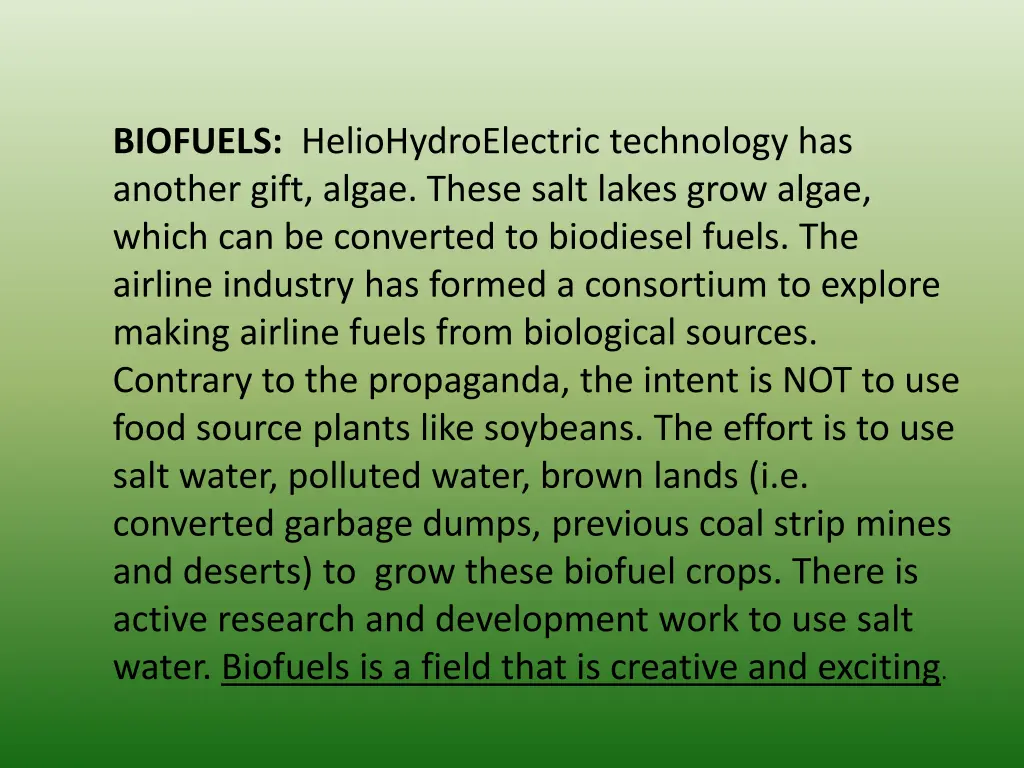 biofuels heliohydroelectric technology