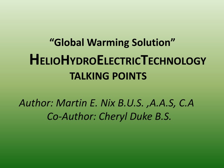 global warming solution h elio h ydro e lectric