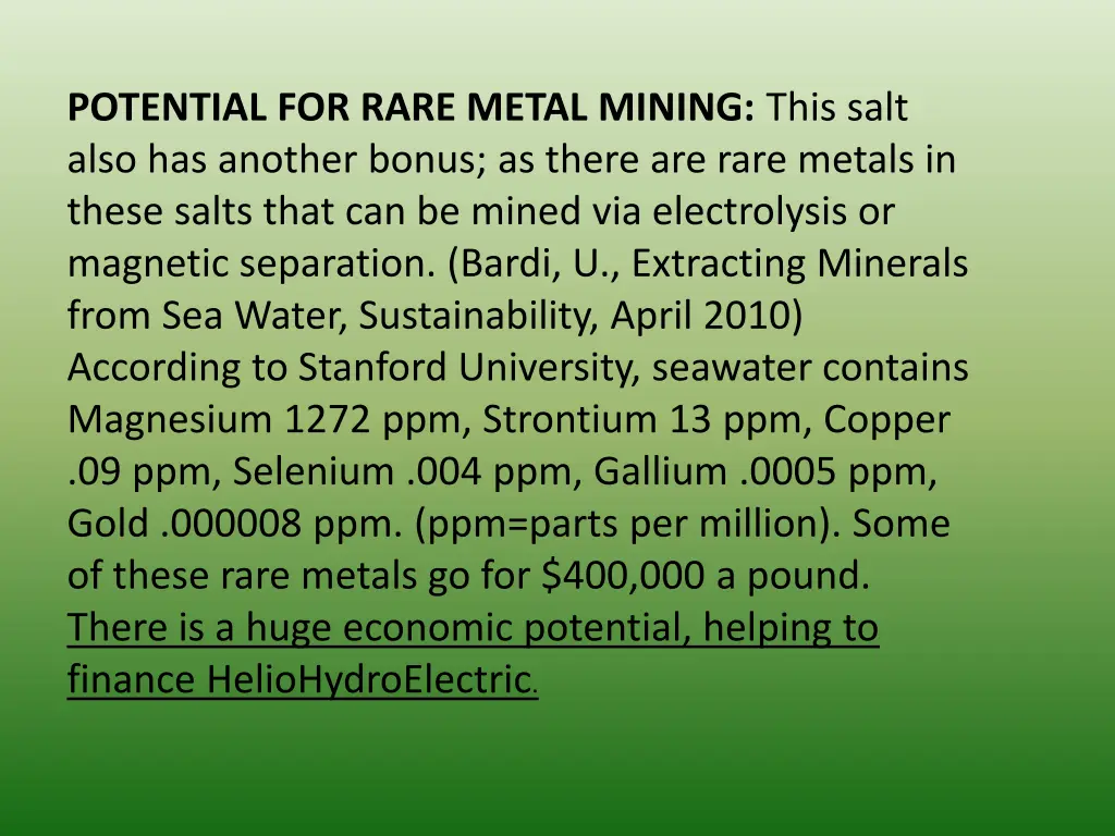 potential for rare metal mining this salt also