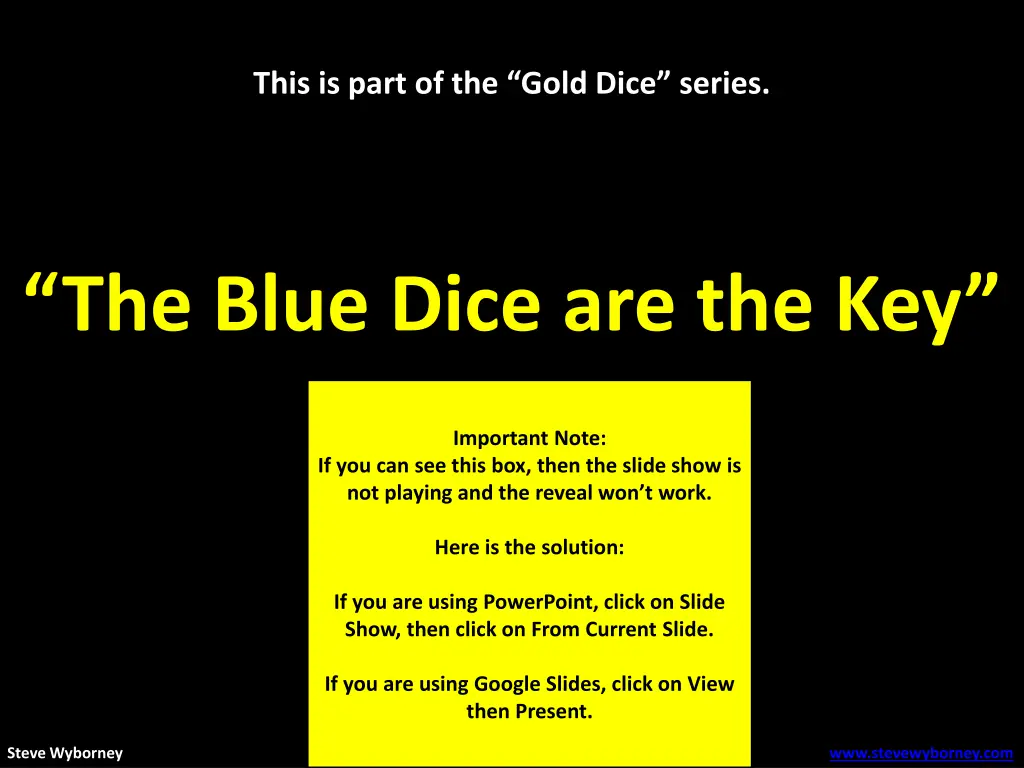 this is part of the gold dice series 1