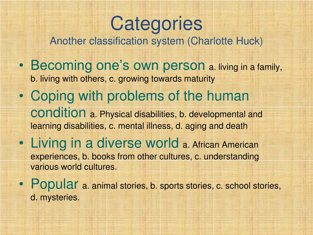 categories 1