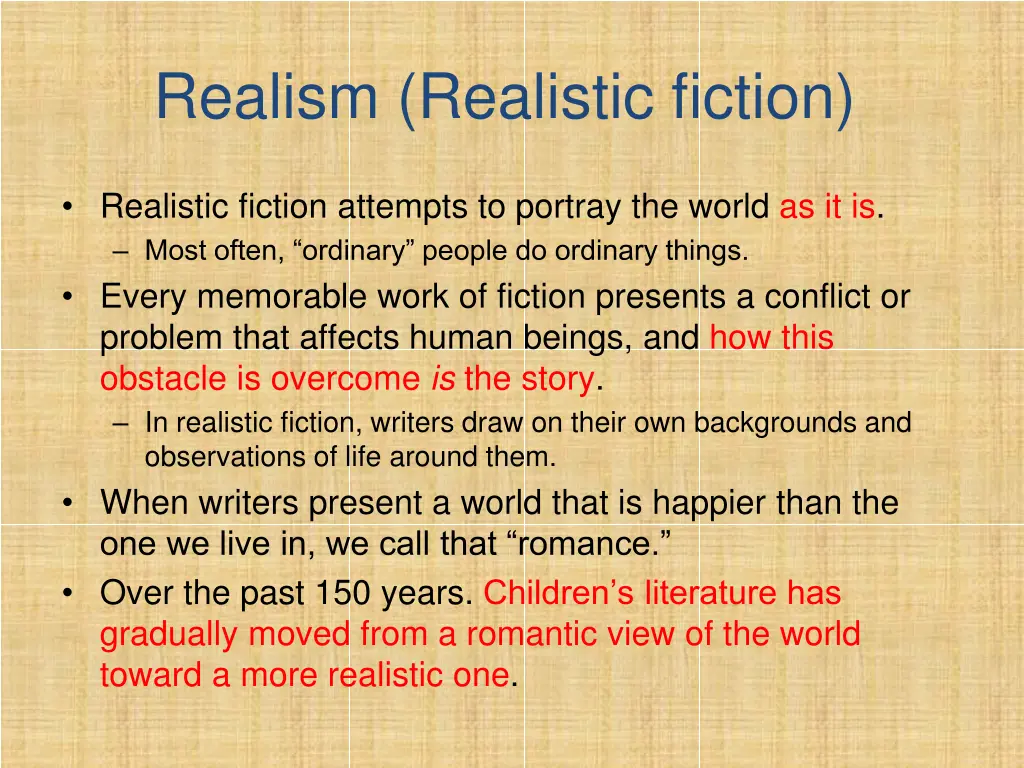 realism realistic fiction