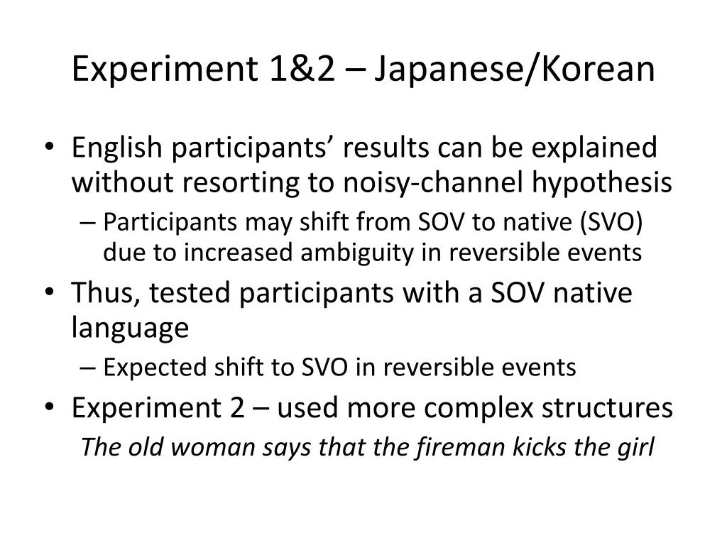 experiment 1 2 japanese korean