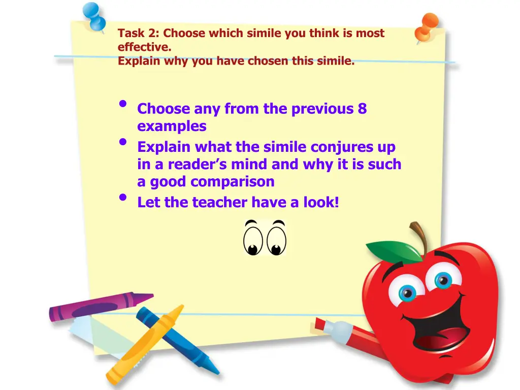 task 2 choose which simile you think is most