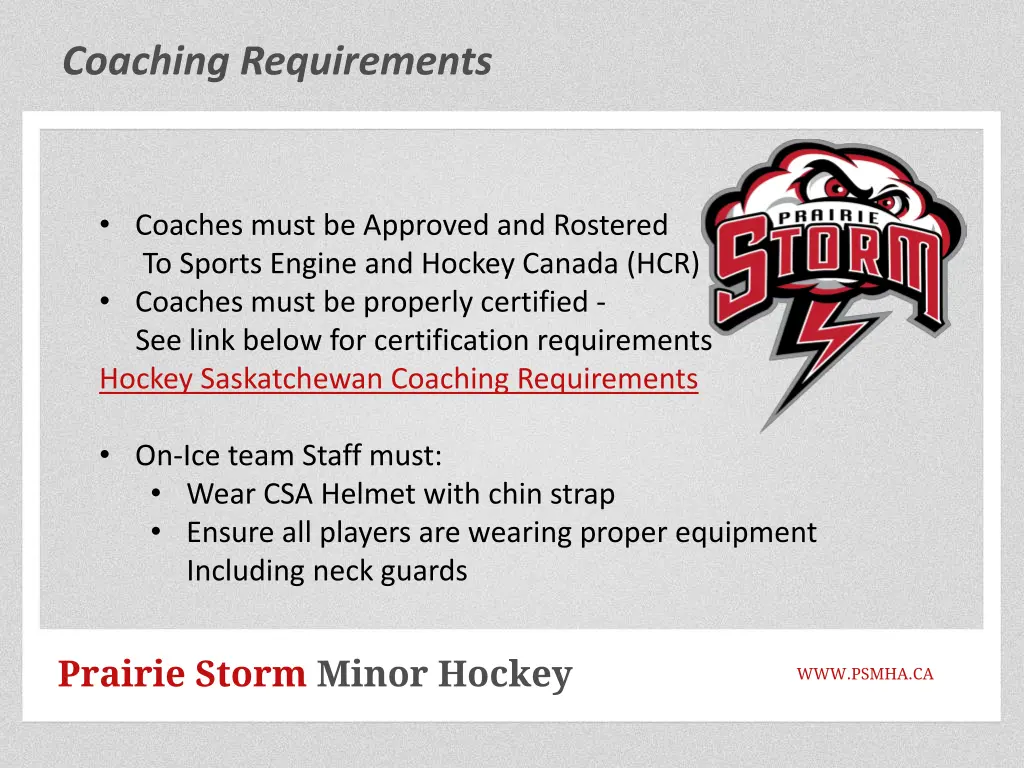 coaching requirements