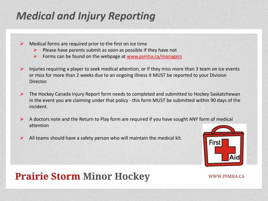 medical and injury reporting