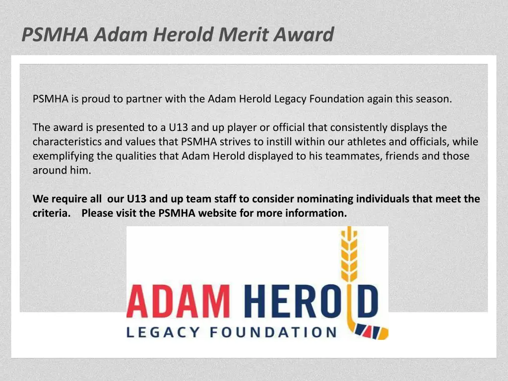 psmha adam herold merit award