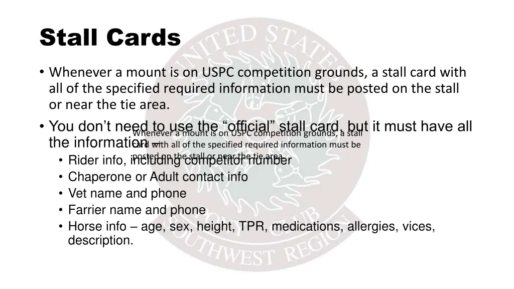 stall cards