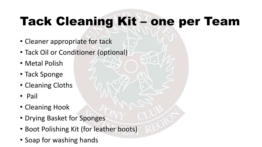 tack cleaning kit one per team