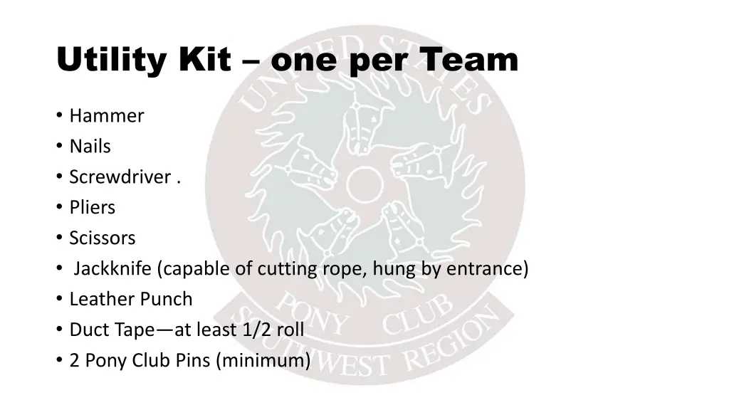 utility kit one per team