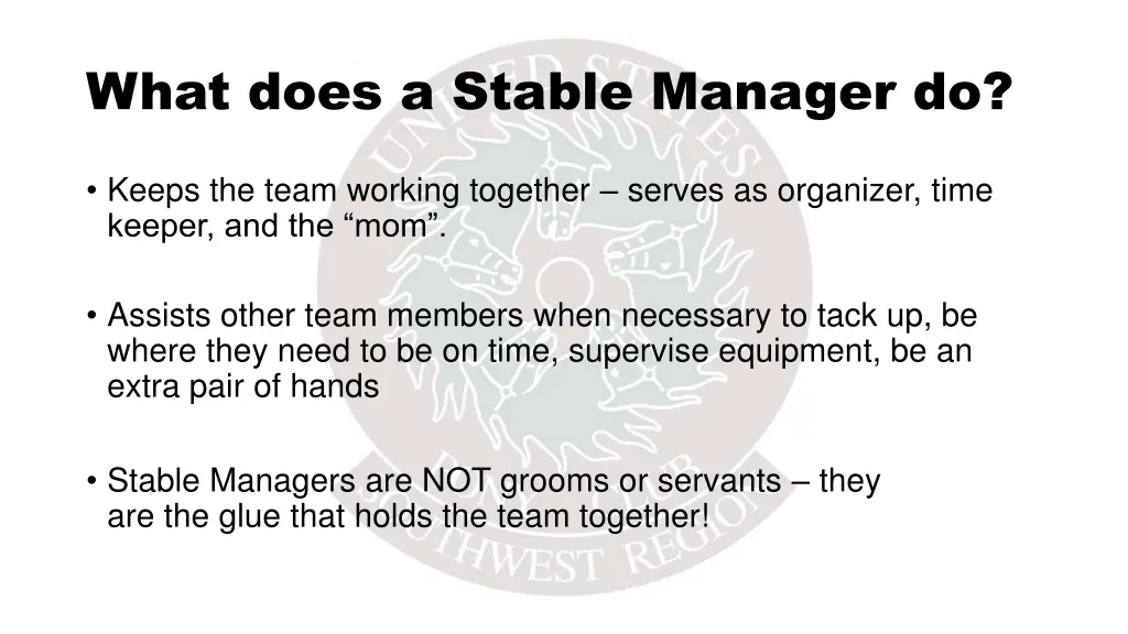 what does a stable manager do