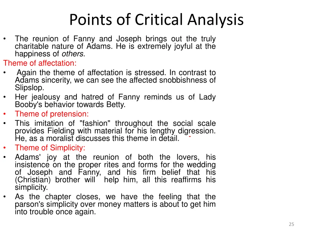 points of critical analysis