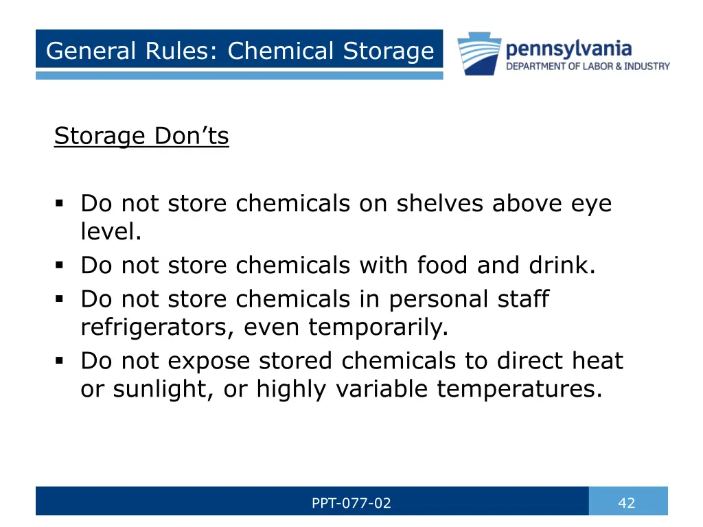 general rules chemical storage 7