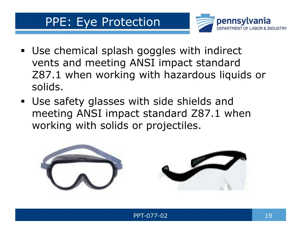 ppe eye protection