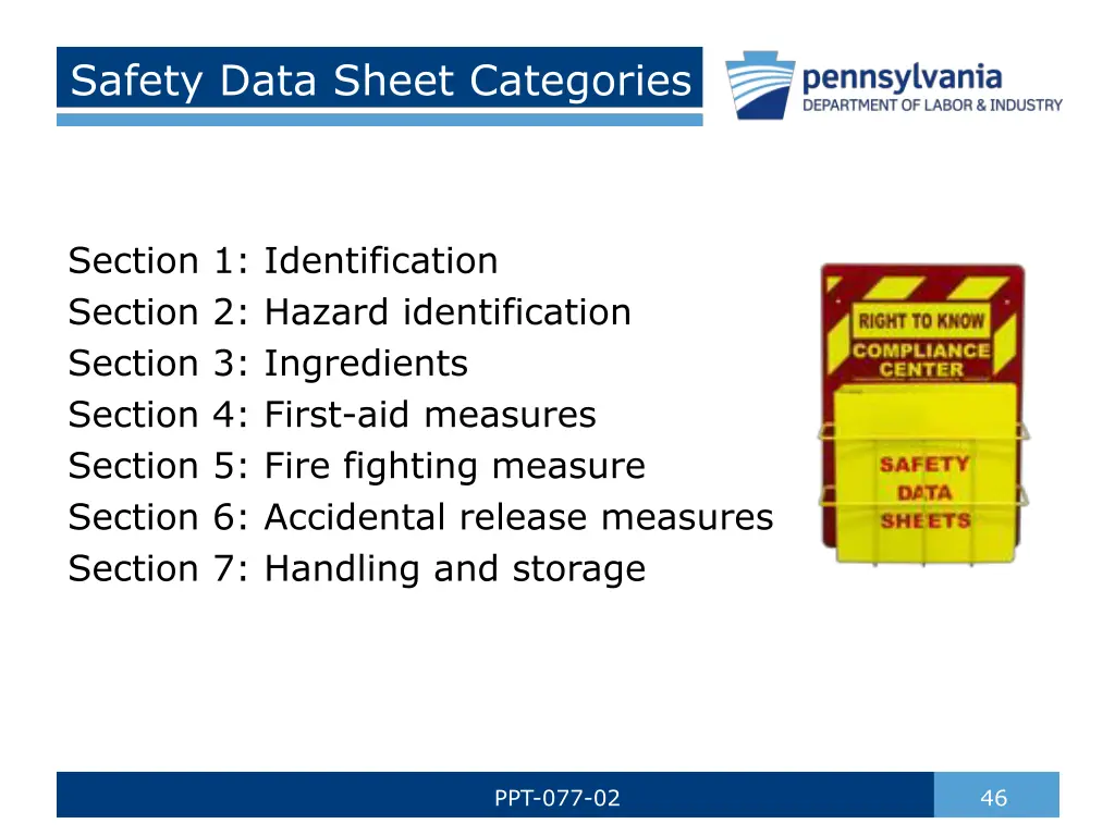 safety data sheet categories