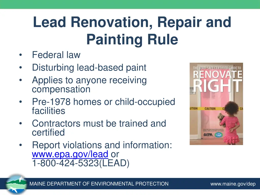 lead renovation repair and painting rule federal