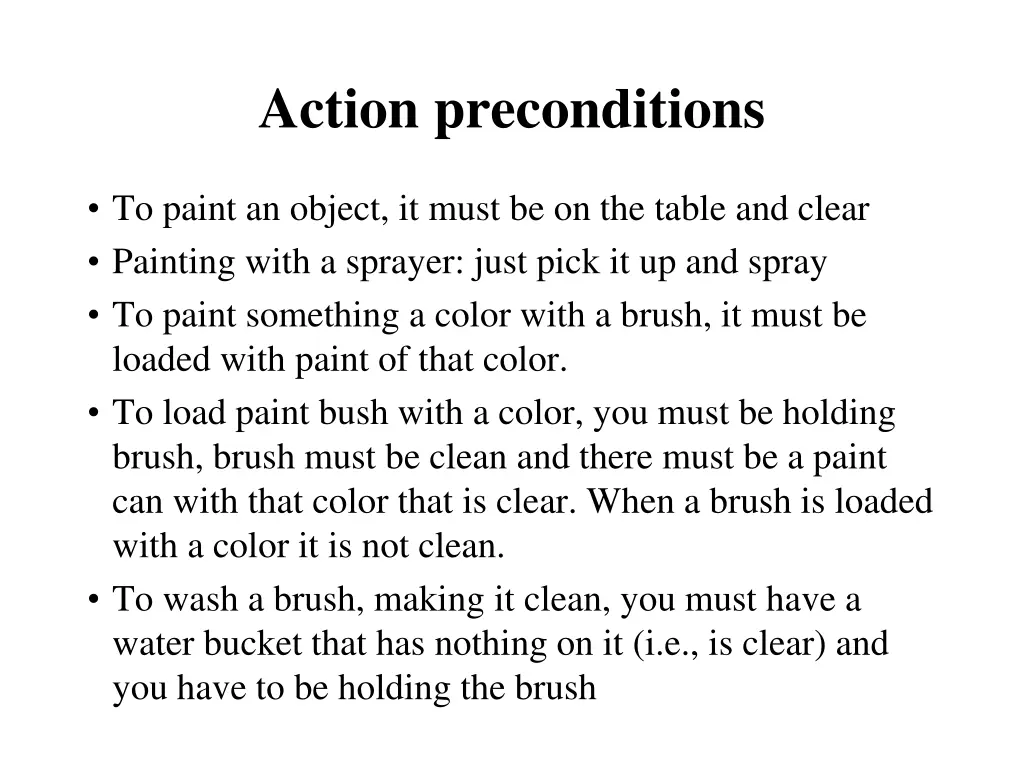 action preconditions