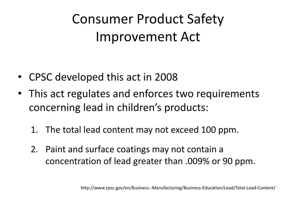 consumer product safety improvement act