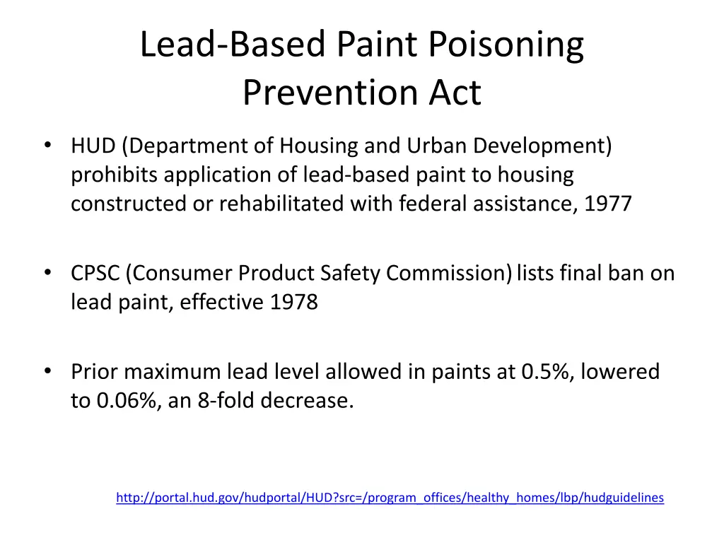 lead based paint poisoning prevention act