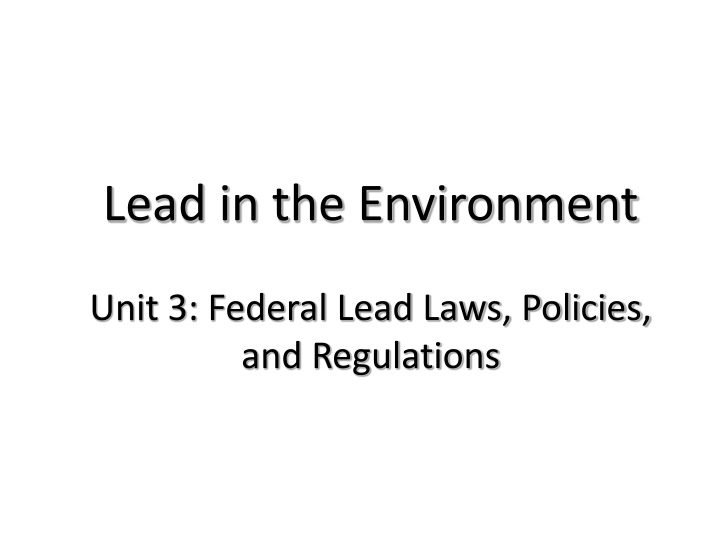 lead in the environment