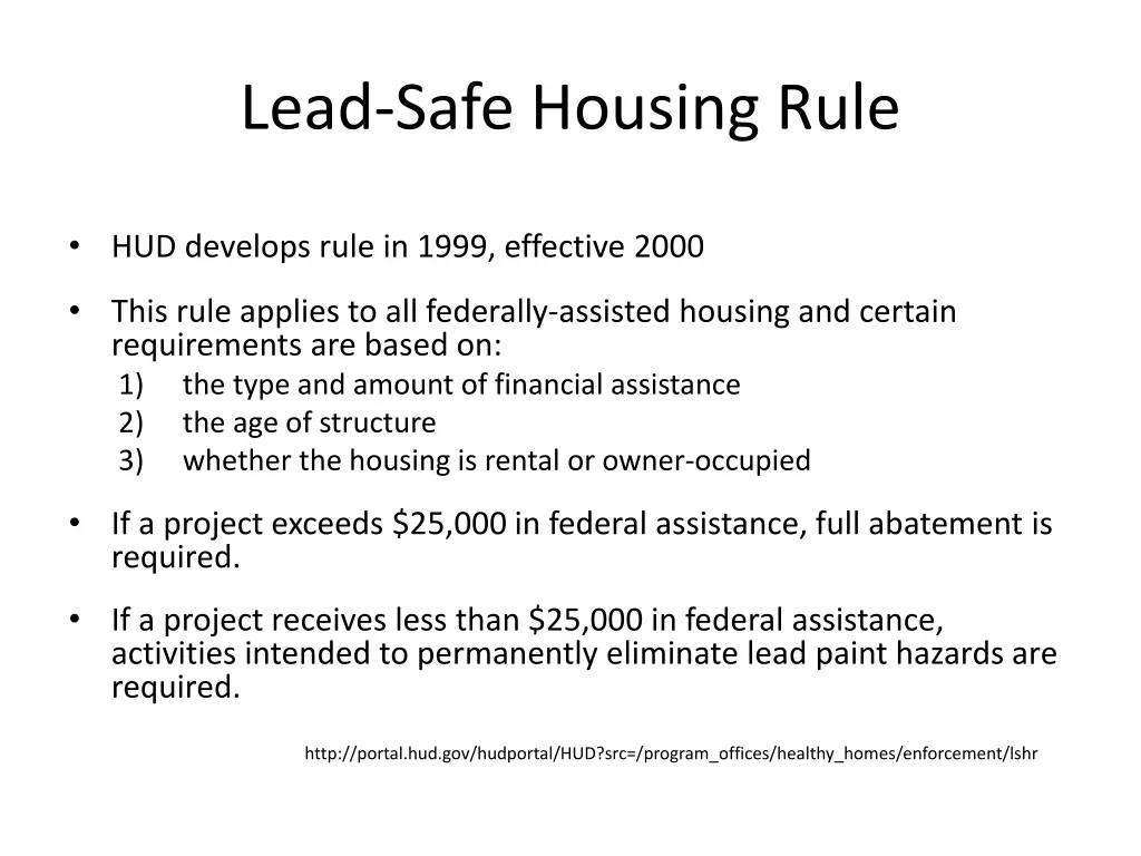 lead safe housing rule