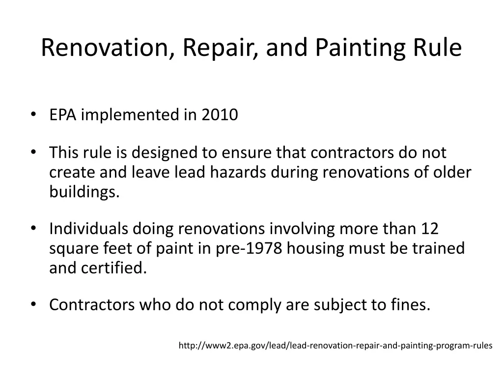 renovation repair and painting rule