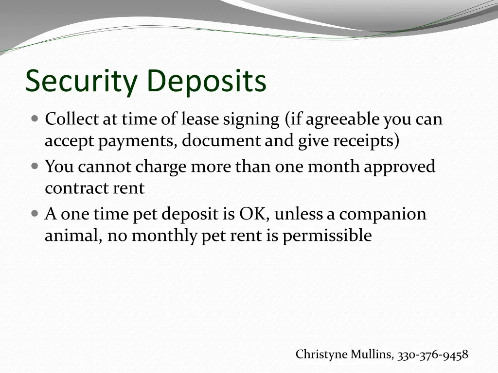 security deposits