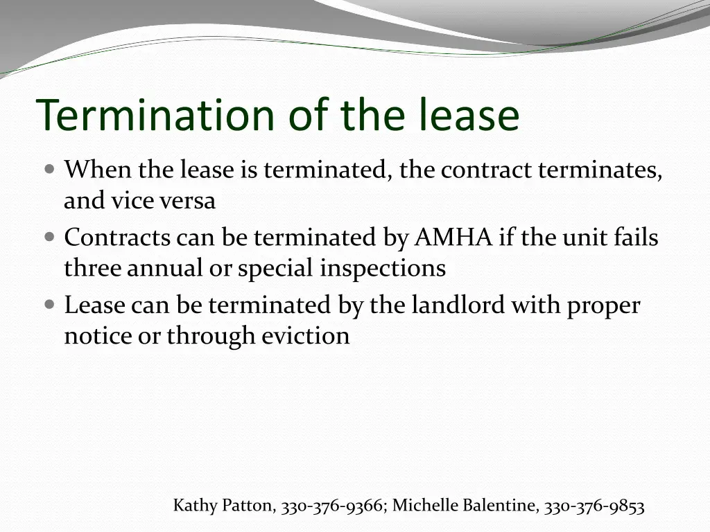 termination of the lease