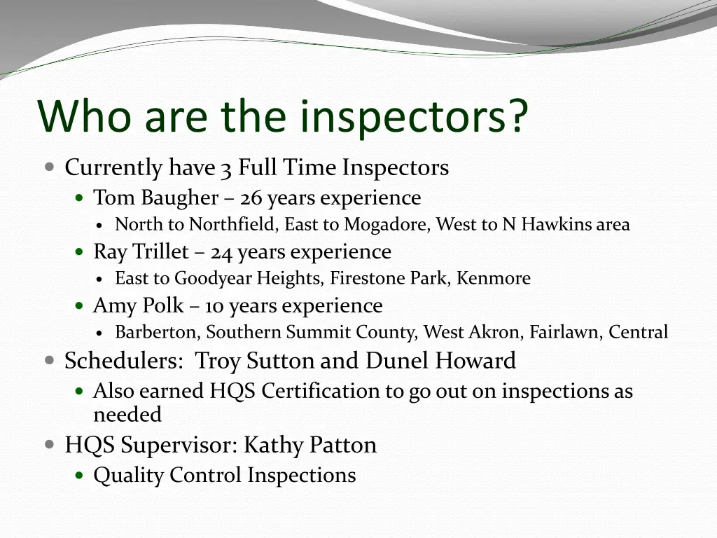 who are the inspectors