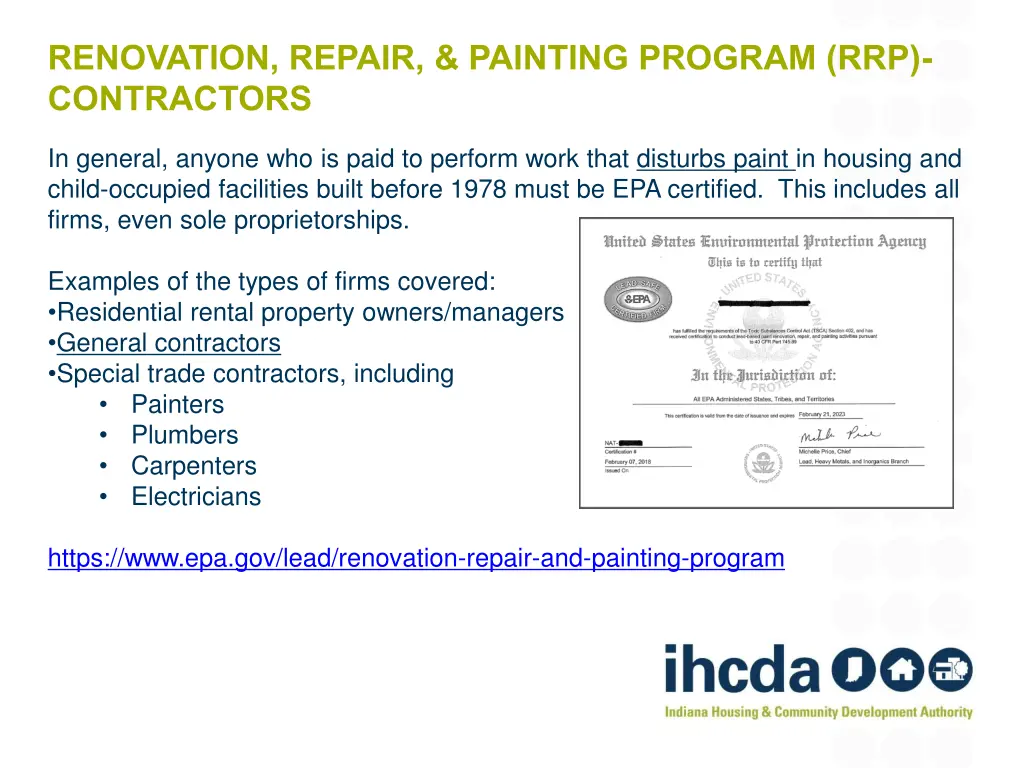 renovation repair painting program rrp contractors