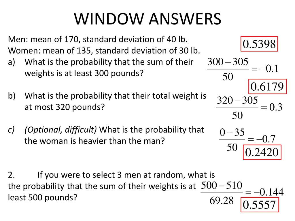 window answers