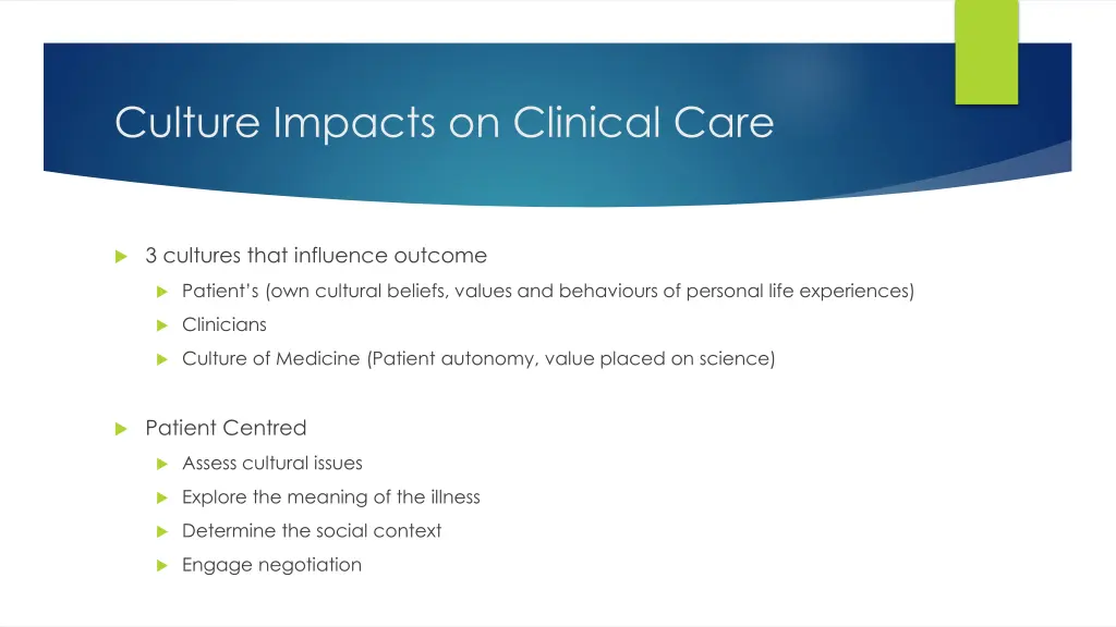 culture impacts on clinical care