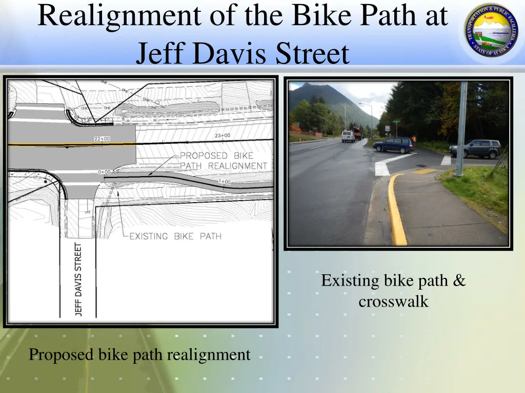 realignment of the bike path at jeff davis street