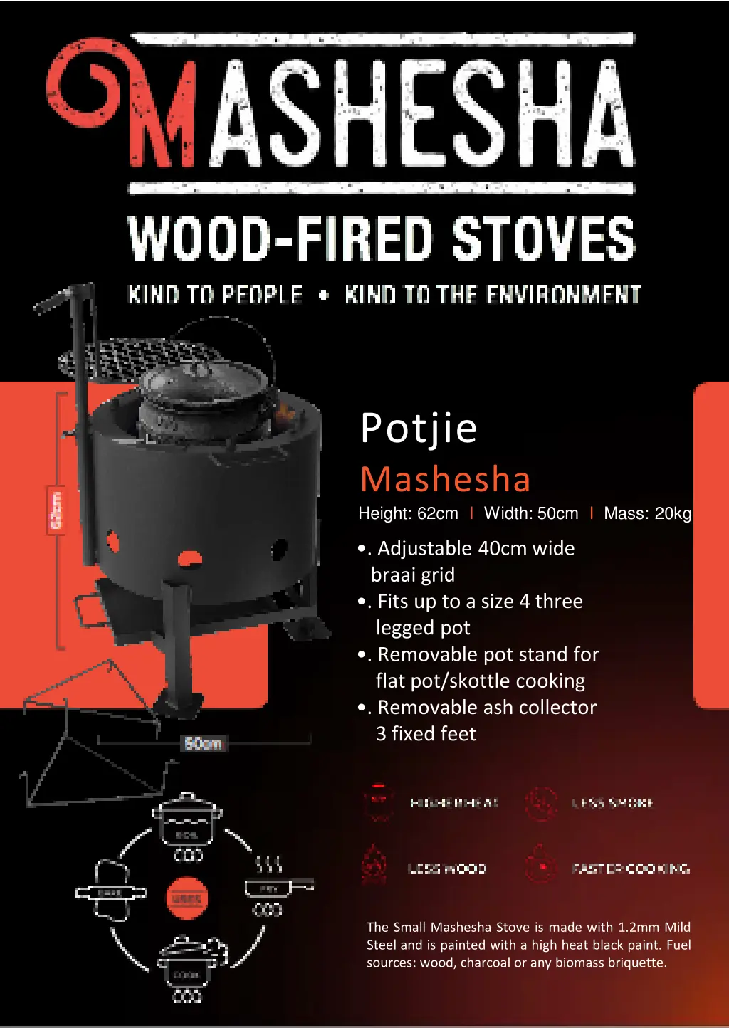 potjie mashesha height 62cm i width 50cm i mass