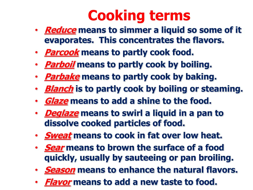 cooking terms