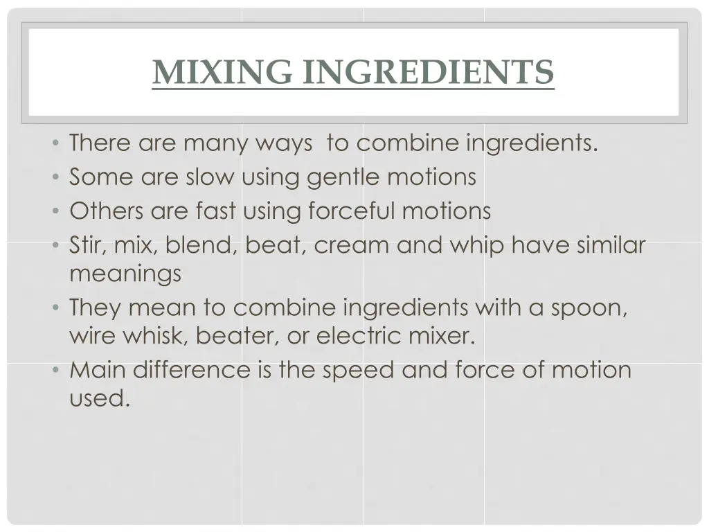 mixing ingredients