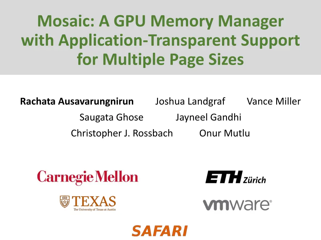 mosaic a gpu memory manager with application 1