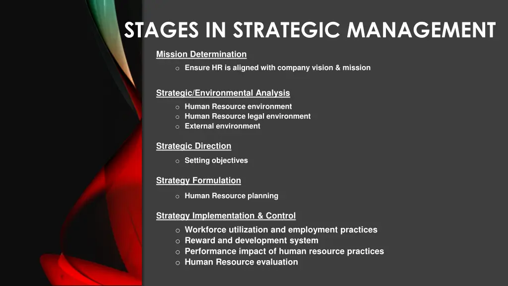 stages in strategic management