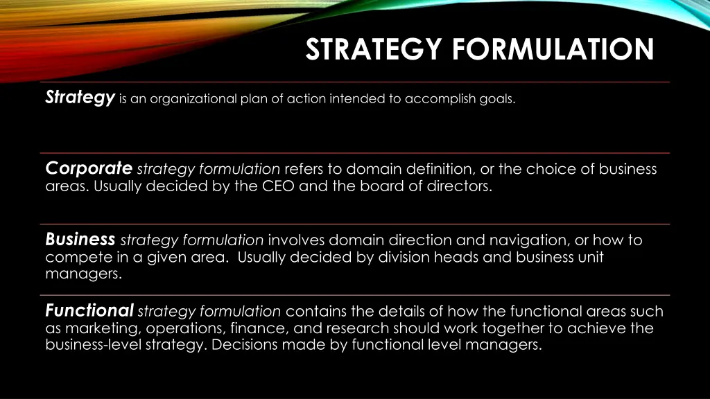 strategy formulation