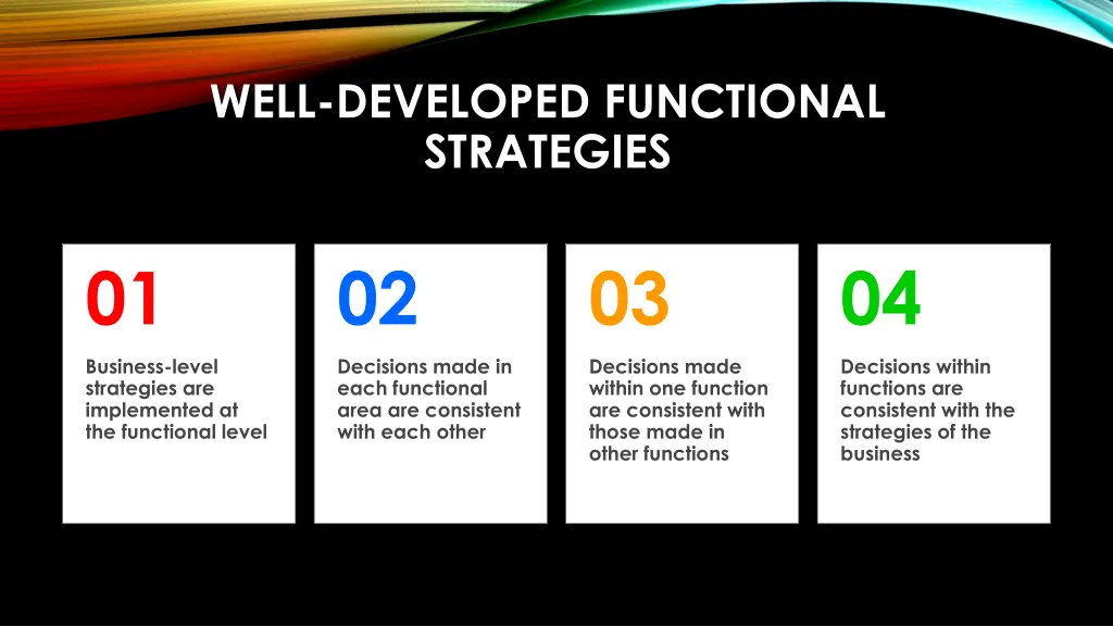 well developed functional strategies