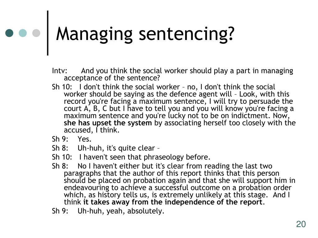 managing sentencing