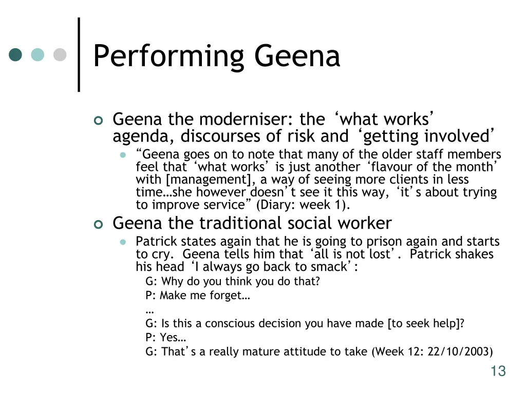 performing geena