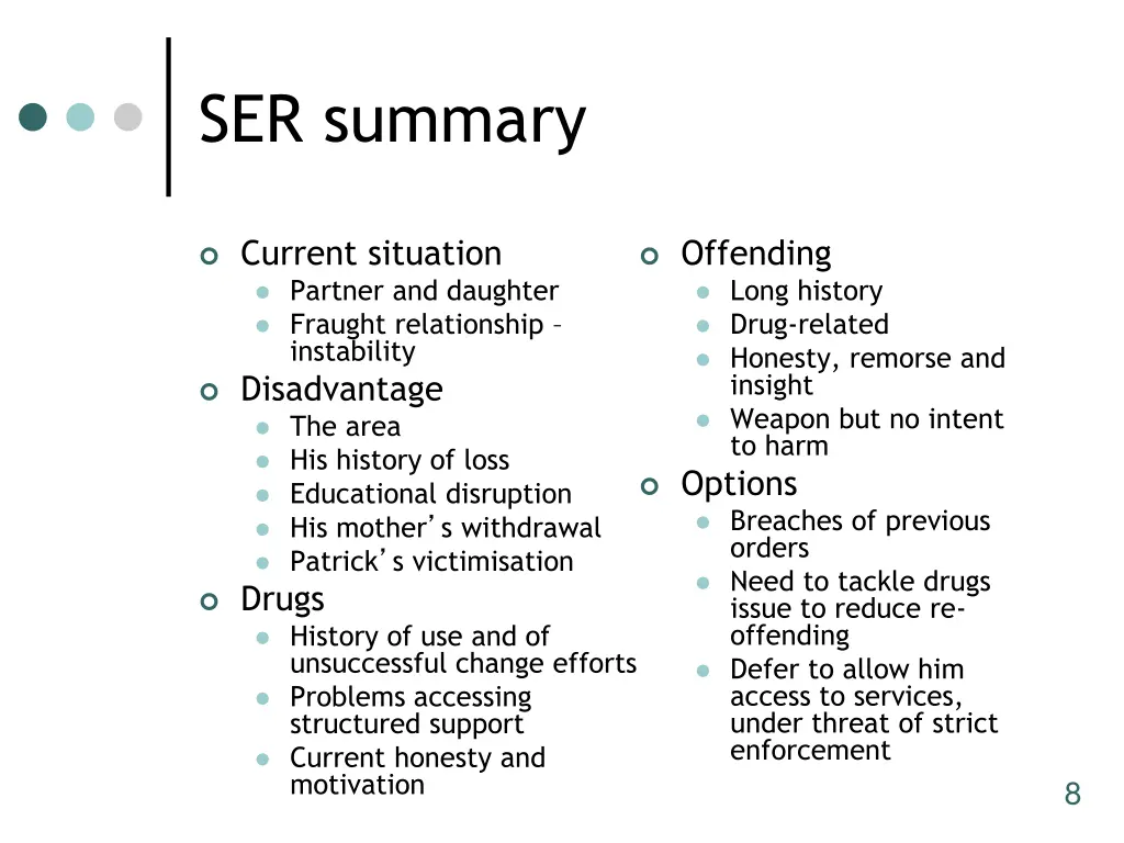 ser summary