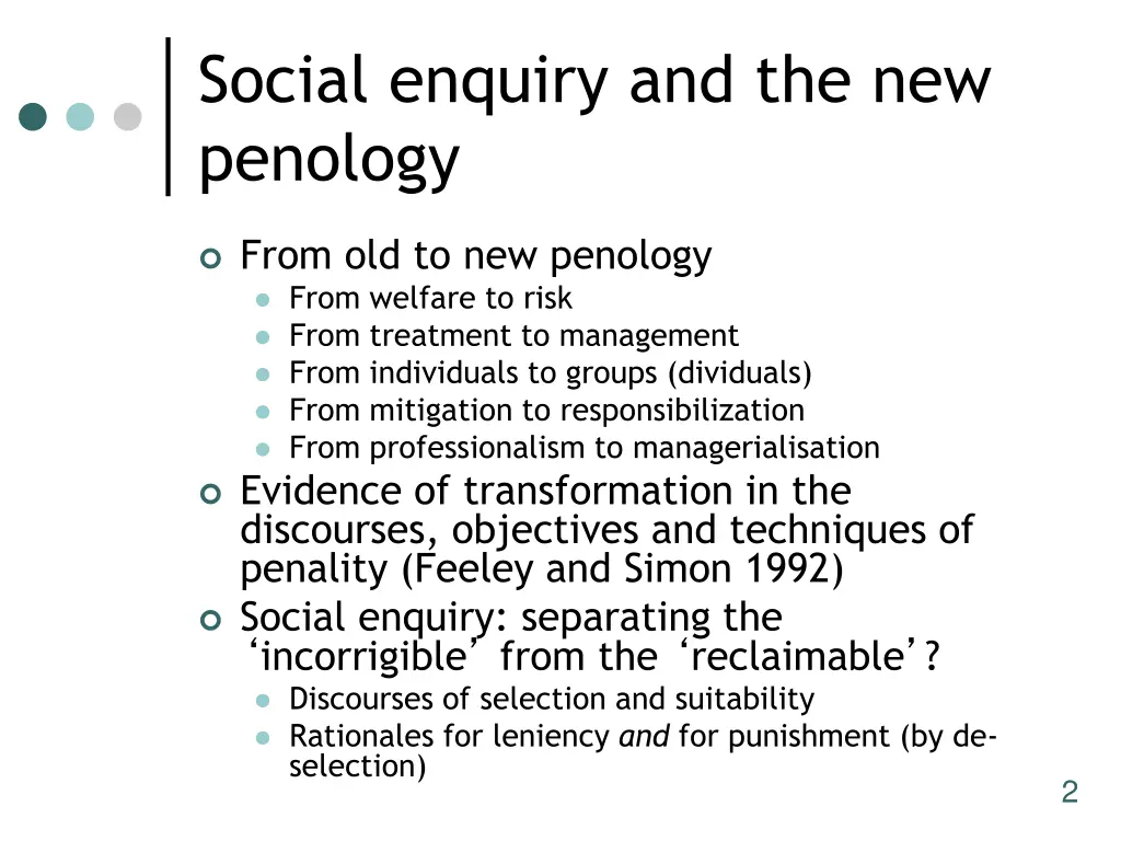 social enquiry and the new penology