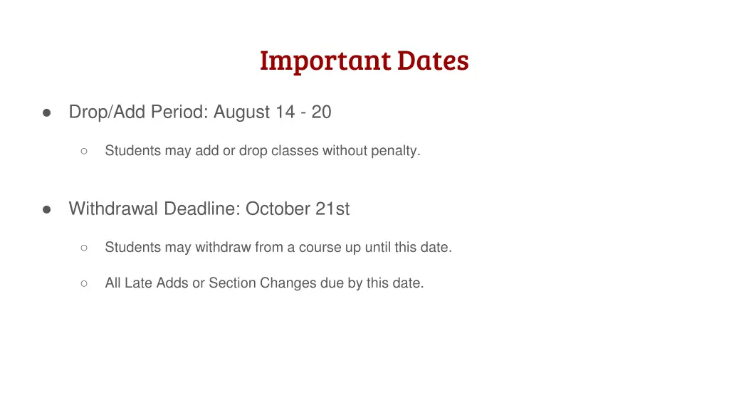 important dates