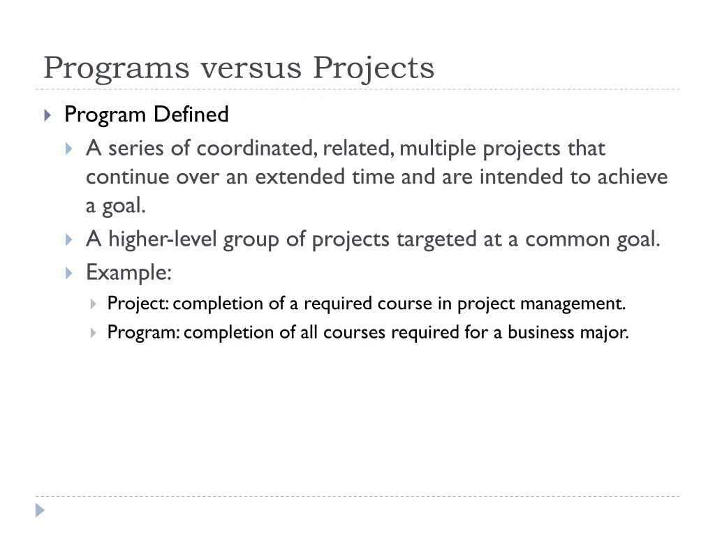 programs versus projects