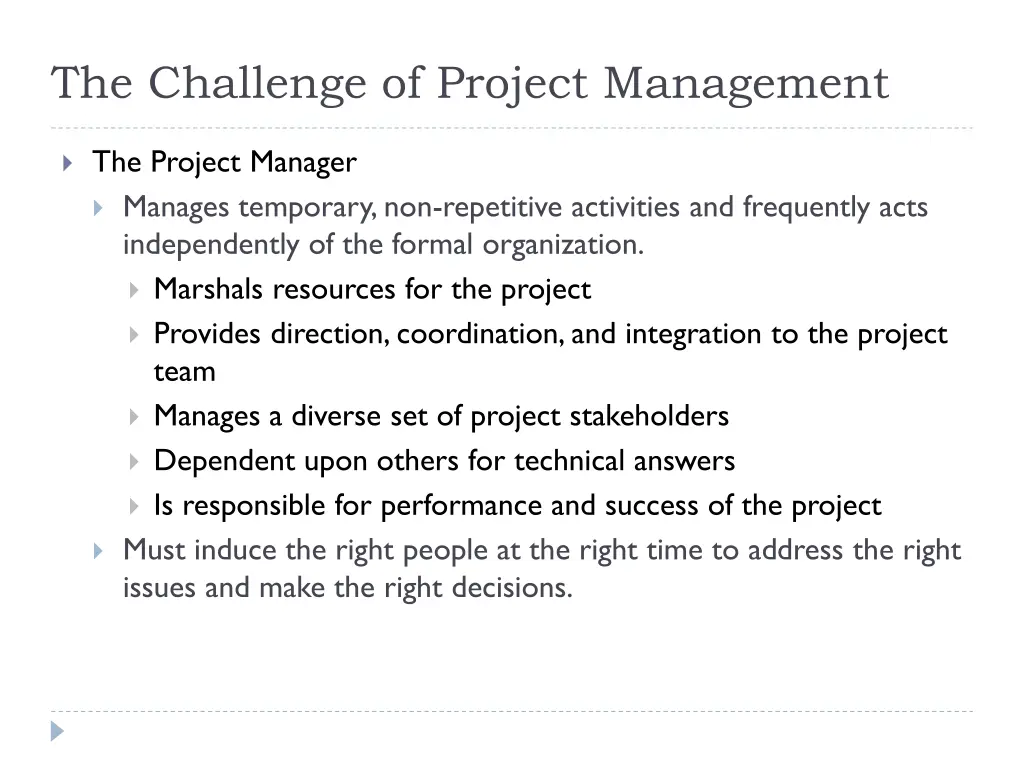 the challenge of project management