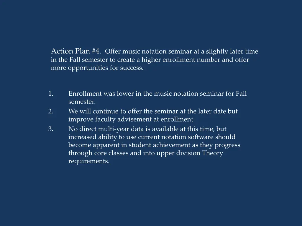 action plan 4 offer music notation seminar