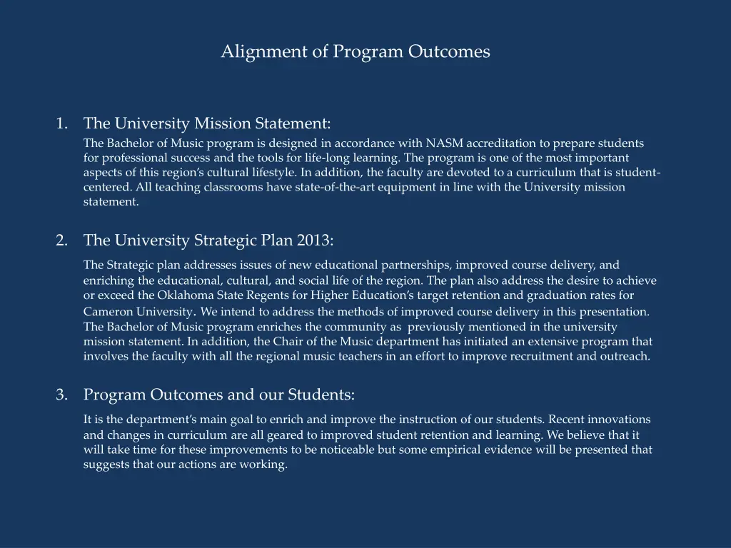 alignment of program outcomes