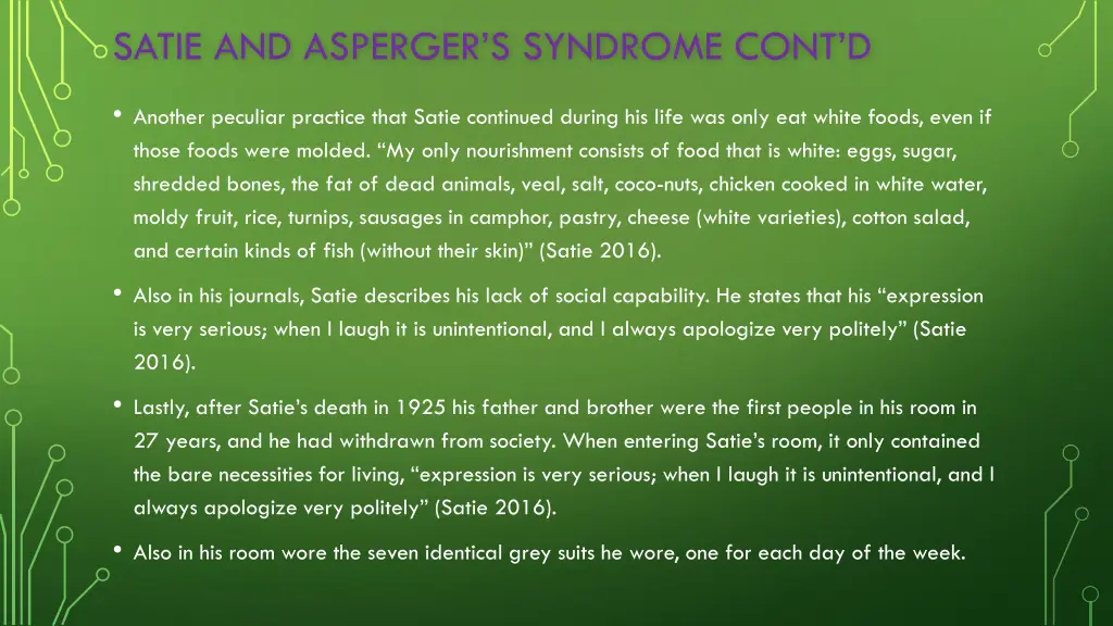 satie and asperger s syndrome cont d